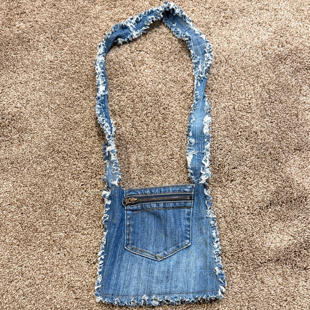 Frayed Denim Crossbody Bag